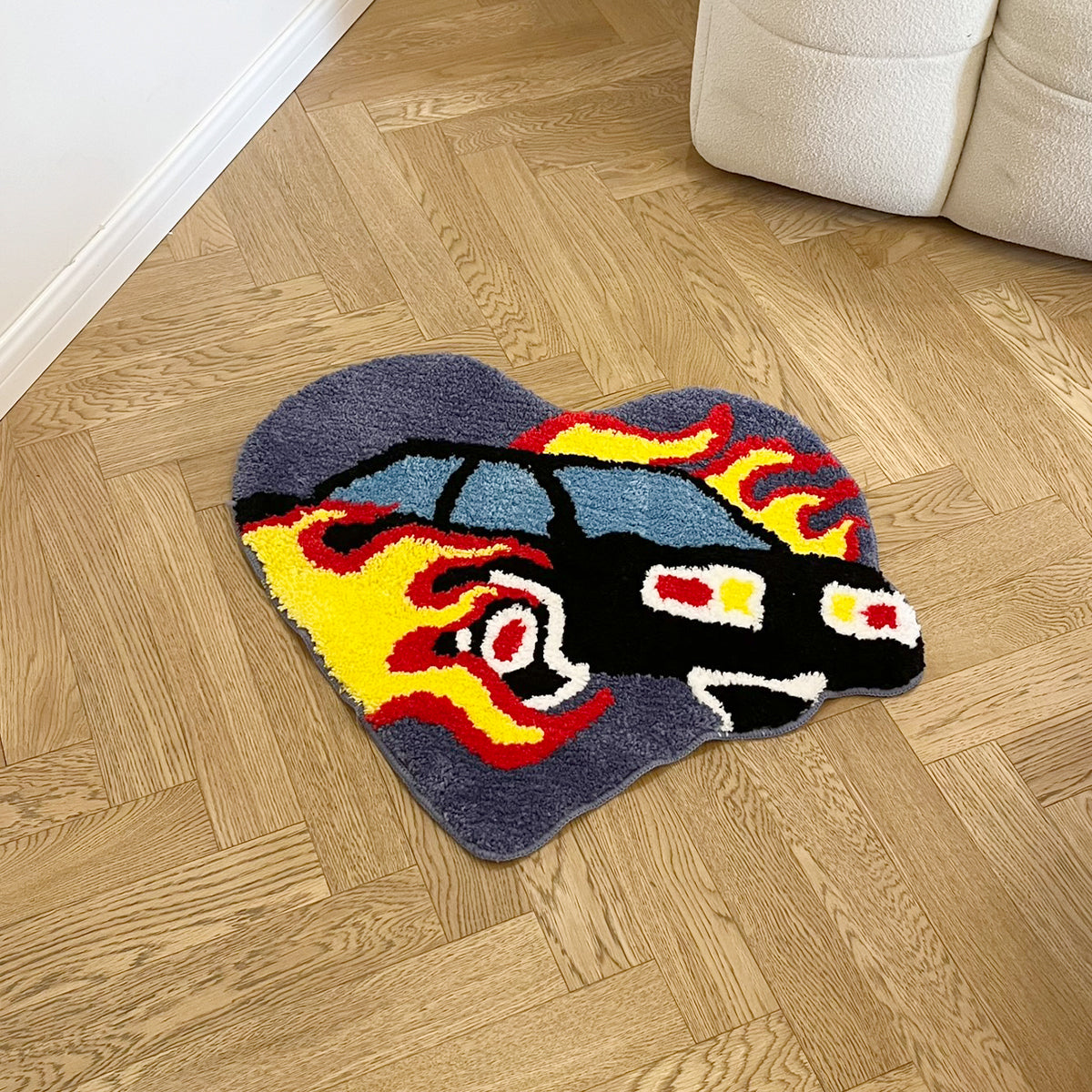 Heart Flame Car Tufted Rug