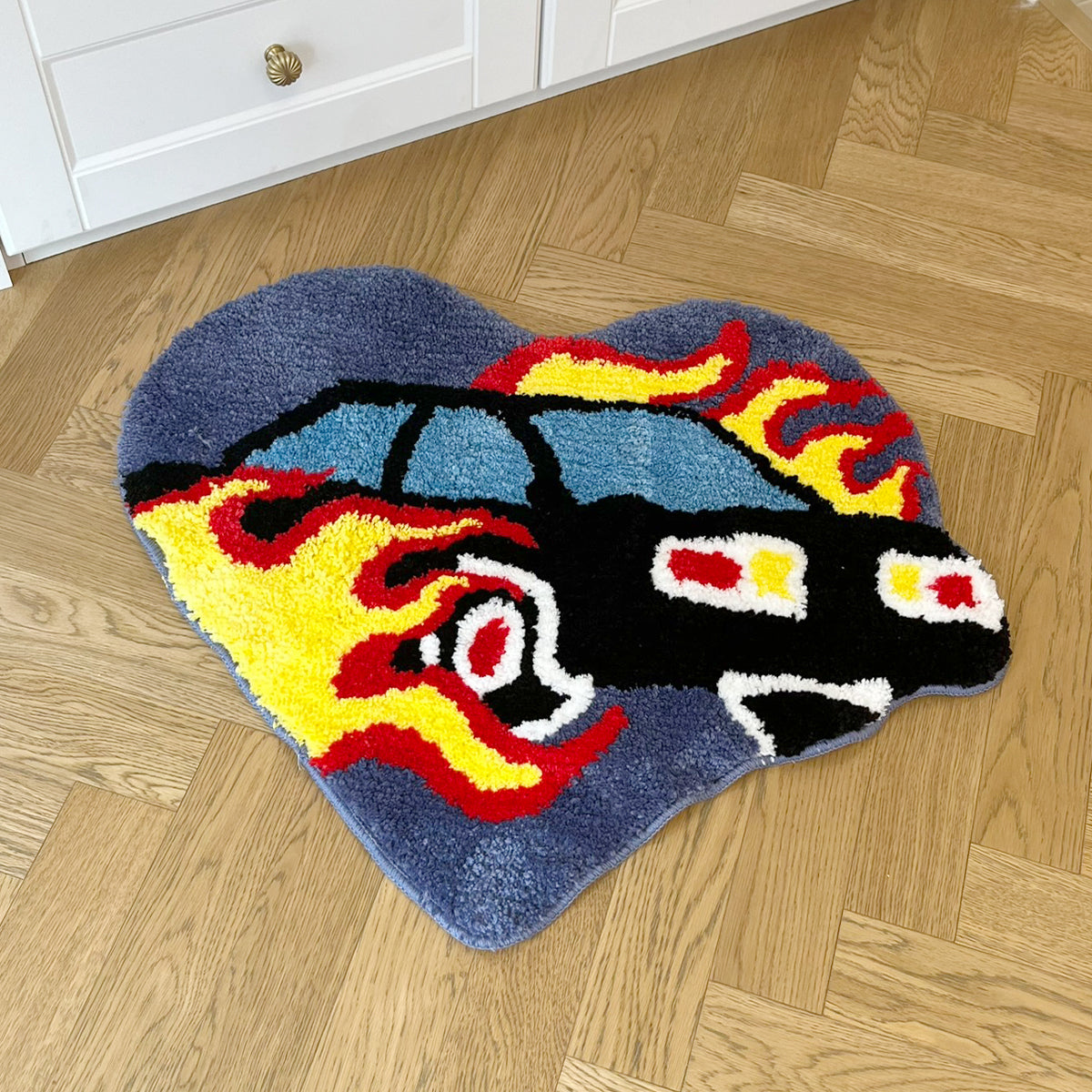 Heart Flame Car Tufted Rug
