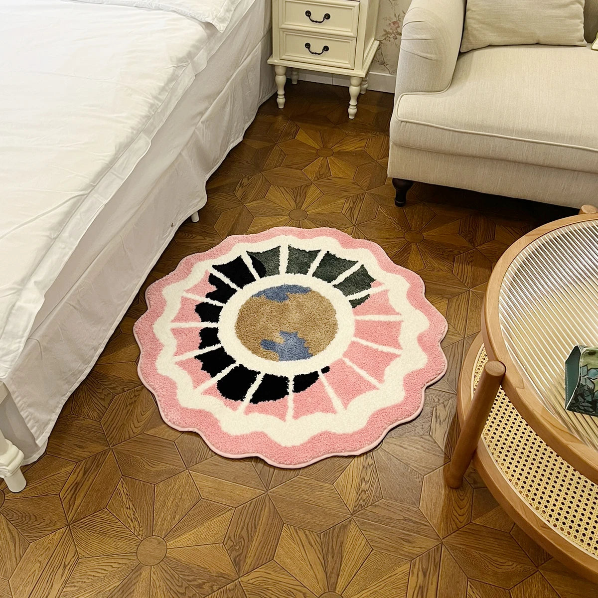Geographical World Map Tufted Rug