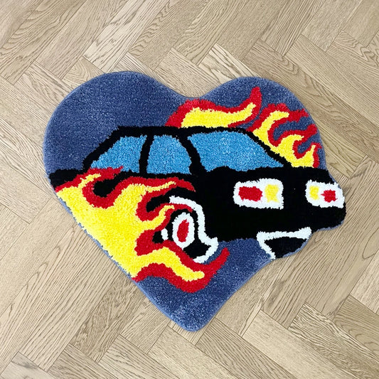 Heart Flame Car Tufted Rug