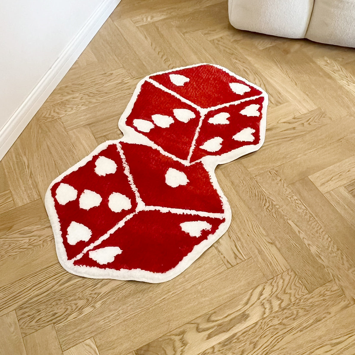 Red Dice Bedroom Tufted Rug