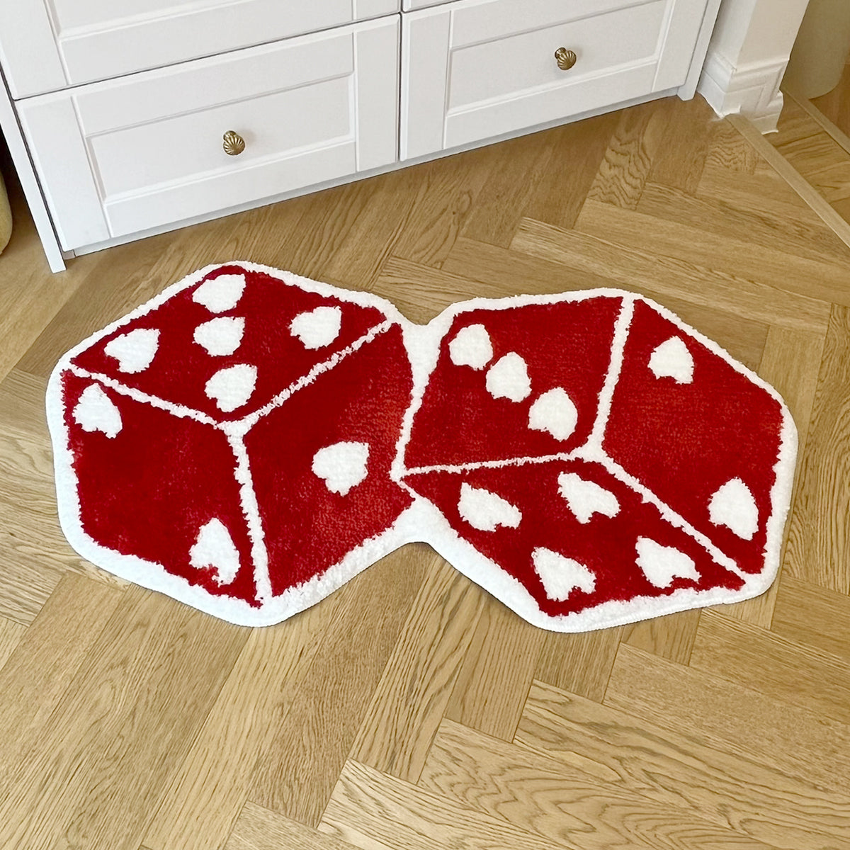 Red Dice Bedroom Tufted Rug