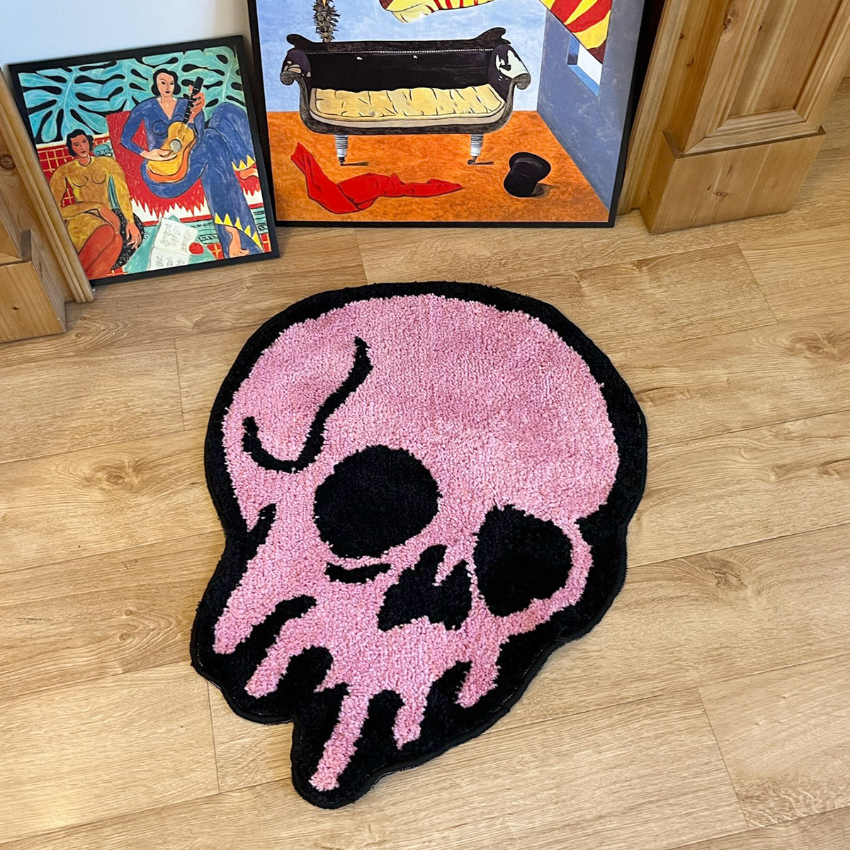 Pink Melting Skull Tufting Rug